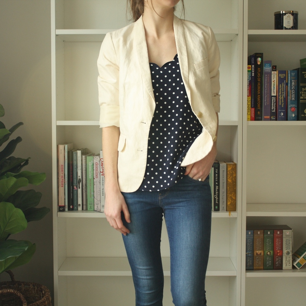J. Crew ivory cotton/linen blazer